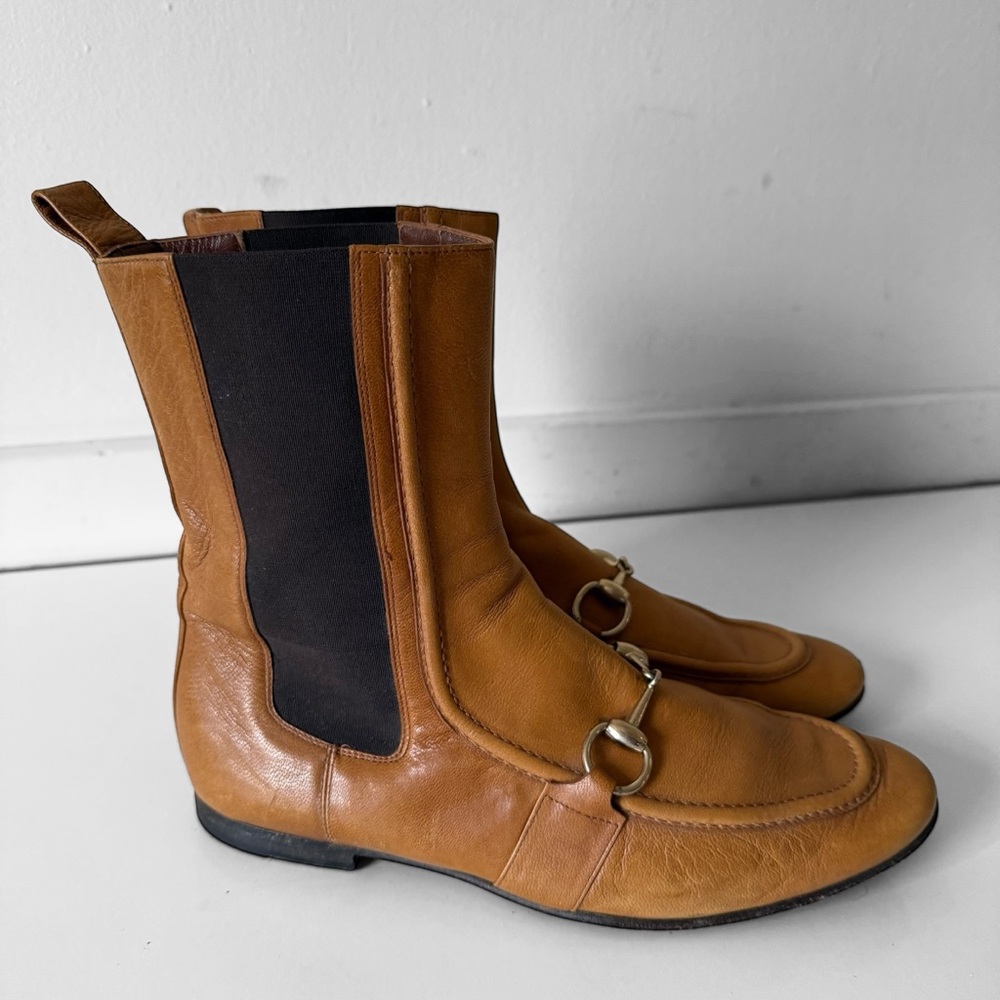 Gucci Jordaan Ankle Chelsea Boots  Horsebit Buckle SZ 37.5 C  7.5-8